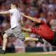 Illustration for article titled Idiot On The Field Races Past Security, Somersaults Onto Home Plate